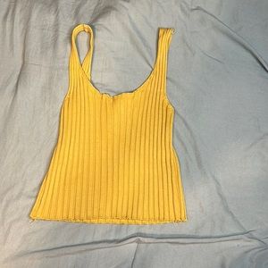 Yellow ribbed crop top